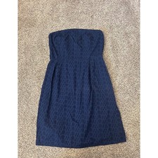 Old Navy Navy Blue Eyelet Strapless Sundress Size 10 Cotton