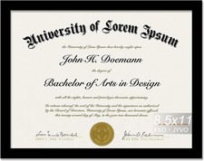 Black 8.5 x 11 Frame Display 8.5 by 11 Document Certificate Diploma Wall and Tab