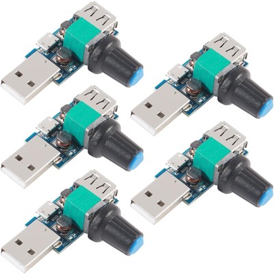 5pcs USB Fan Speed Controller DC 5V Mini USB Fan Stepless Controller DC 4-12V