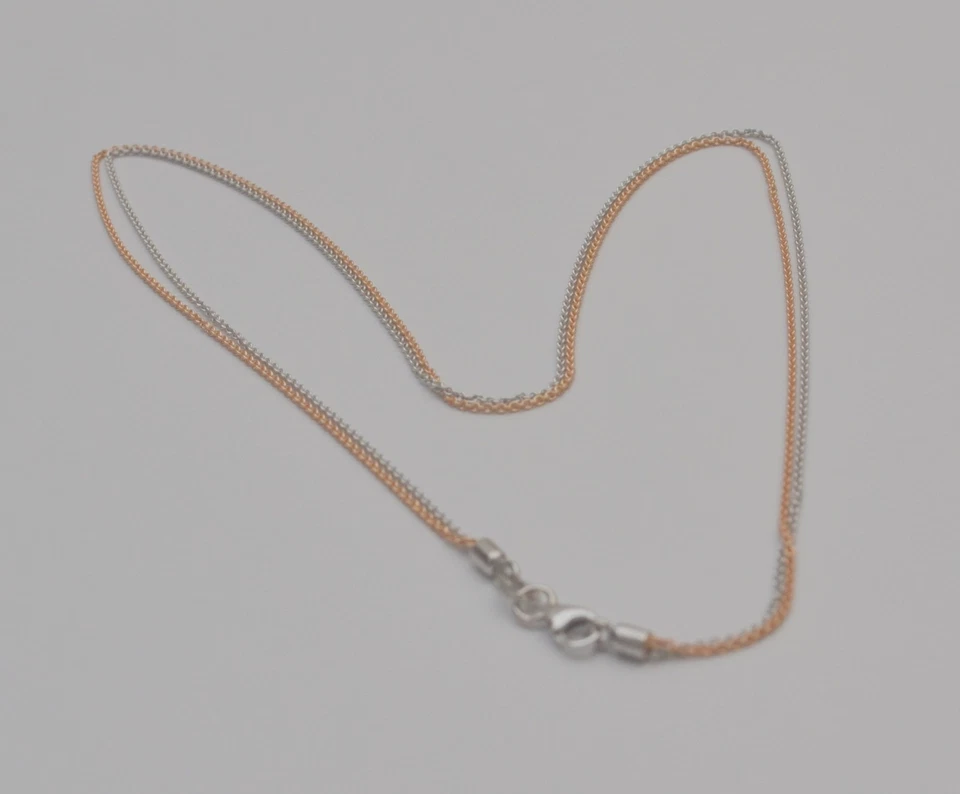 14K Rose & White Gold Two Tone Chain Necklace 15.25” Solid Gold C4 - Image 2 of 4