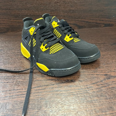 #ad Jordan Boys Air Jordan 4 Retro Thunder Sneakers Size 11C Black Yellow BQ7669 017 $48.99