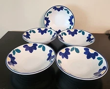 Set of 5 International Tableworks Blue Napoli Salad Soup Bowls Replacement White