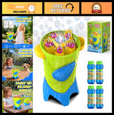 Automatic Bubble Machine with Light - 20,000 Bubbles, 4 Solutions, Outdoor Fun f