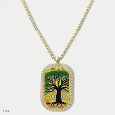 Gorgeous Tree Of Life Pendant Necklace Chain Graphic Dog Tag Chain Gift Design C