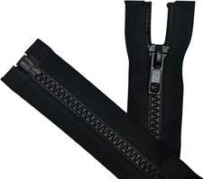 2PCS 5 29 Inch Black Separating Jacket Zippers for Sewing Coats, Molded Plast...