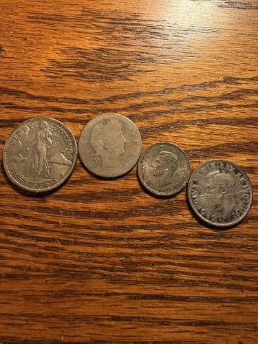 1909-P, 1910-P, 1911-P & 1912-P BARBER SILVER QUARTERS (Lot of Four) Circulated