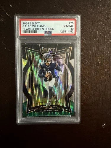 2024 Panini Select - Caleb Williams Rookie #25 Black & Green Shock RC PSA 10
