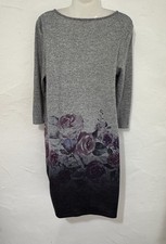 Grey Roman floral stretch jumper dress - Size 14 