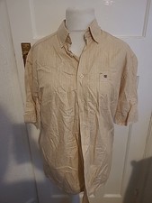 Mens Casa Moda Size Large Beige Check Linen Shirt