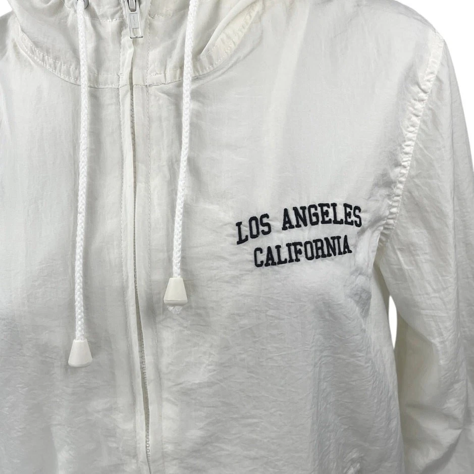Brandy Melville J. Galt Blanco Los Ángeles Sudadera con Capucha Chaqueta Cortavientos Talla S Foto 3 de 4