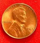 1948-S Lincoln Wheat Cent Penny GEM RD BU From an Original Bank Roll