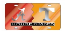 ALABAMA CRIMSON TIDE / UT VOLS Mirrored House Divided License Plate / Tag