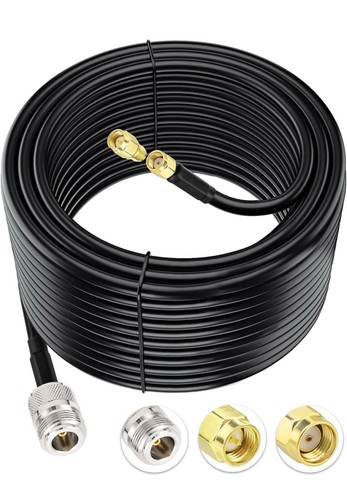 N Female to RP-SMA Male Pure Copper Low Loss Coaxial Cable 20ft