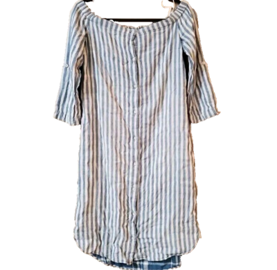 anthro shirt dress Cloth & Stone Anthro Womens Off Shoulder Shirt Dress Size XS Blue White  Chambray