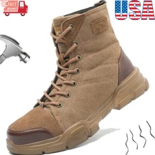Mens Puncture-Resistant Work Boots Anti-Hot Welders Steel Toe Shoes Safety Shoes