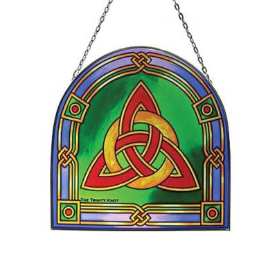 Royal Tara Irish Celtic Trinity Knot Stained Glass Panel,  6.29 in