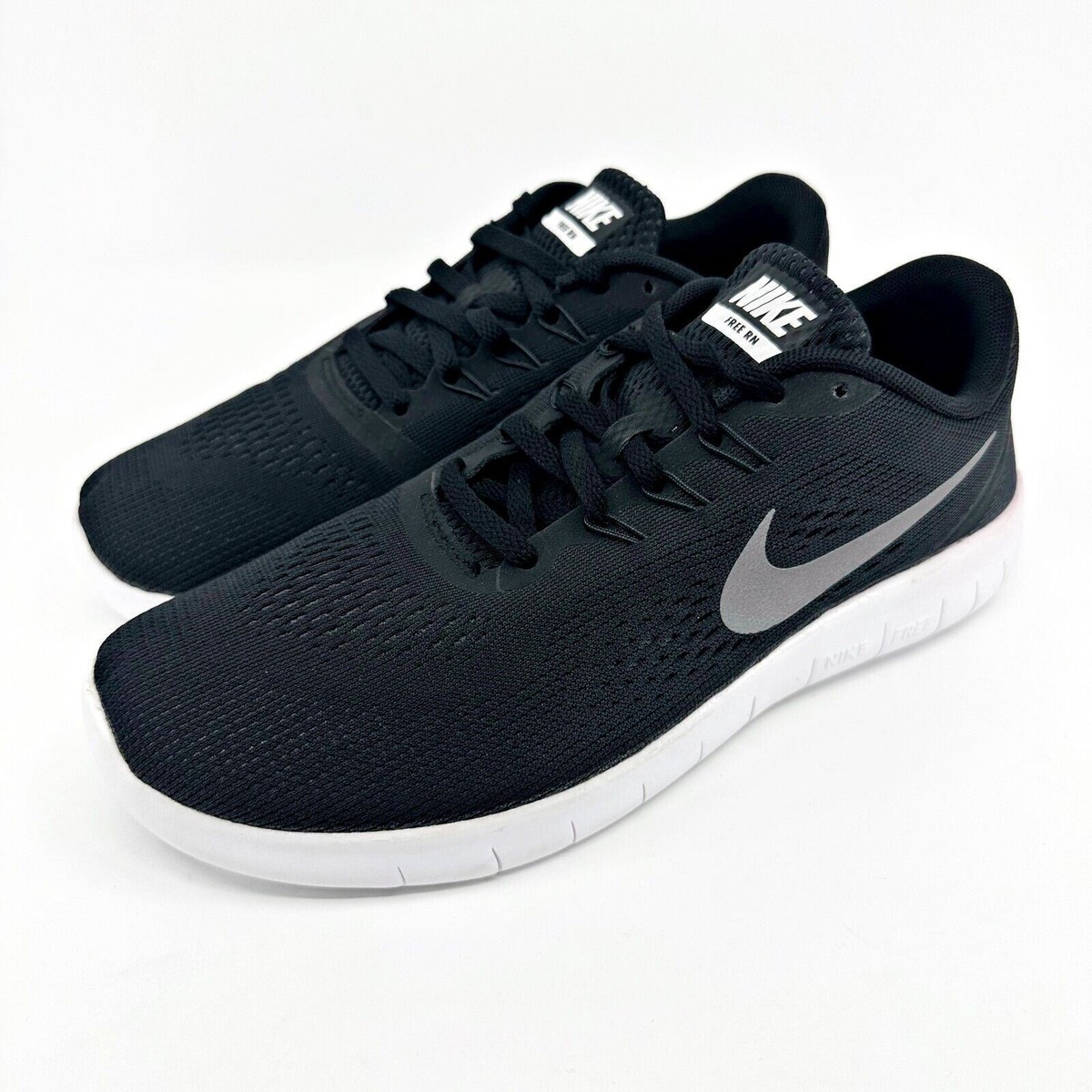 Nike Free RN Black White Kids Left Right Running Sneakers