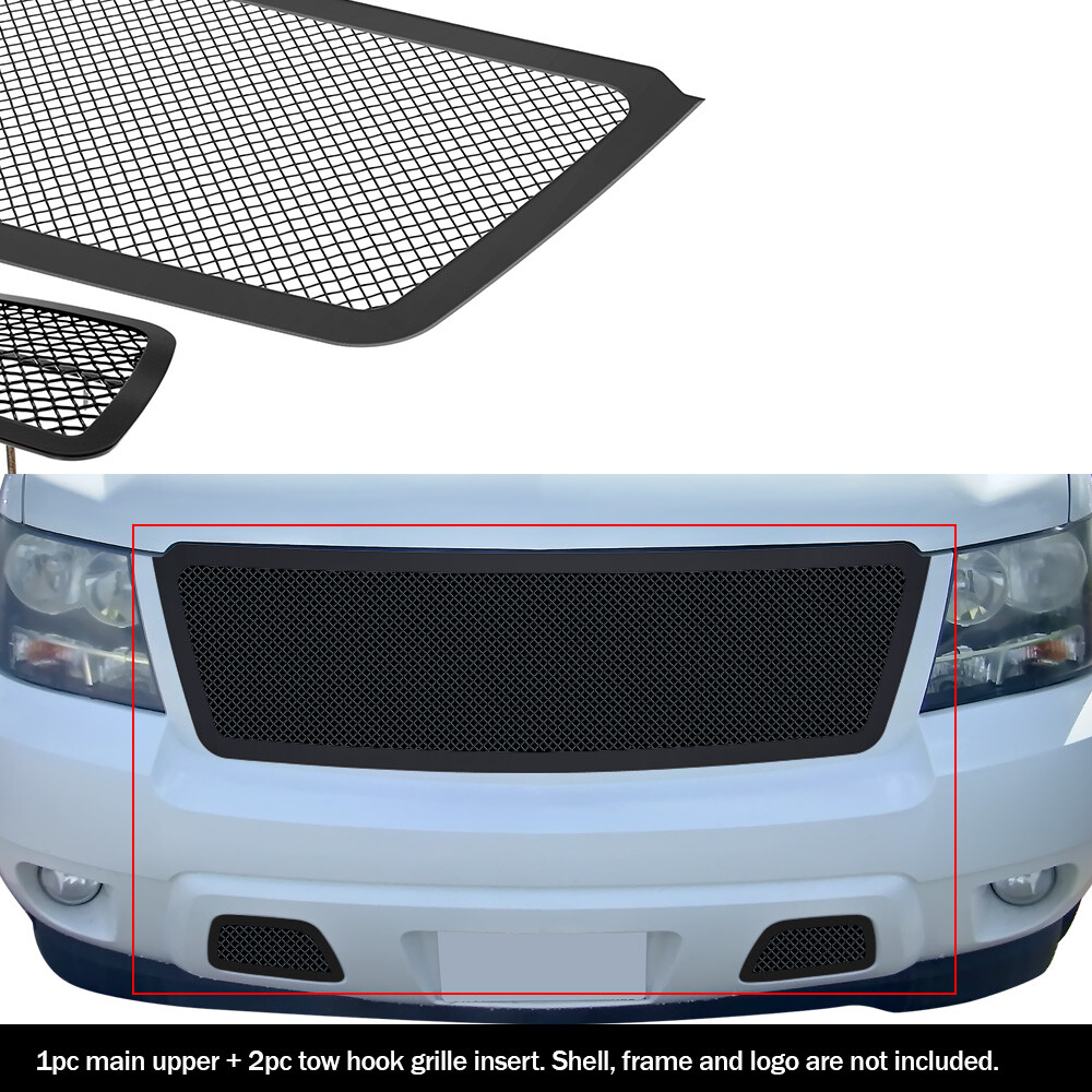 SS 1.8mm Black Mesh Grille Combo For 07-11 Tahoe/Suburban/Avalanche