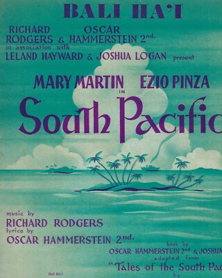 South Pacific 1949 Bali Ha'i Sheet Music Rodgers & Hammerstein Musical ...
