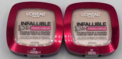 Loreal-Infallible-24H Fresh Wear-Foundation In A Powder-10 PORCELAIN--Set of 2