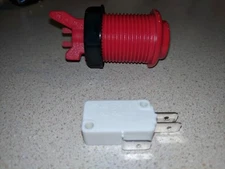 Red Suzo Happ arcade button w/ e-switch 50g force microswitch .250 connector