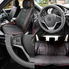 Fh Group Universal Fit Leatherette Car Seat Covers Full Set W Steering Cover