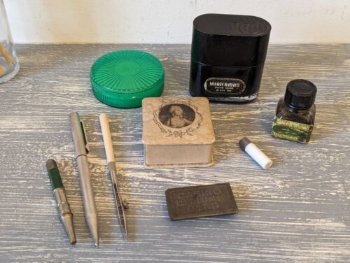 Lot divers Stylo Reynolds Encre Waterman Boites Lot of old school items - Photo 1/8