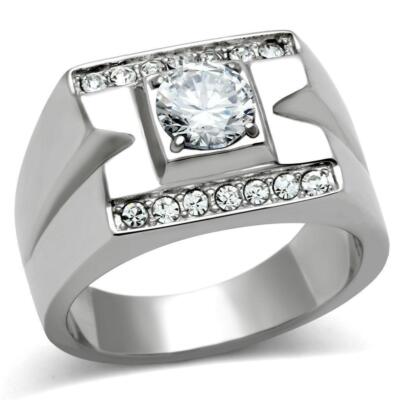 Anillo Color Plata Para Hombres y Ninos de Acero Inoxidable Linear