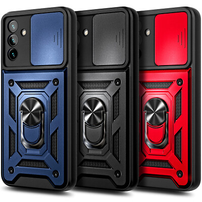 For Samsung Galaxy A04s Case Full Body Ring Stand Phone Cover w/ Tempered Glass
