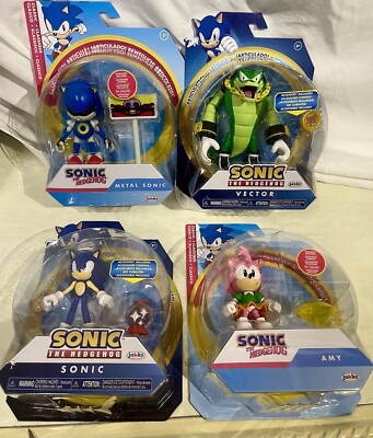 SONIC THE HEDGEHOG AMY METAL SONIC VECTOR & SONIC  LOT OF 4 JAKKS PACIFIC NEW.