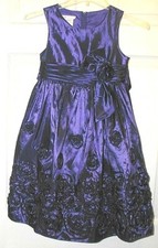 Girls 6X Bonnie Jean Exceptional SPECIAL OCCASION DRESS Purple Satin 3D Rosebuds