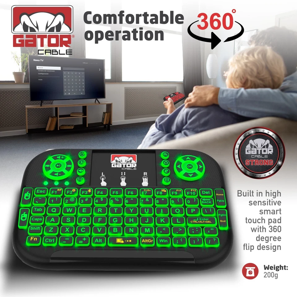 Mini Teclado Inalámbrico Bluetooth Control Remoto Panel Táctil Smart-TV Android TV PC Retroiluminado Foto 3 de 4