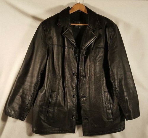 LONDON FOG Men's Black Leather Jacket 