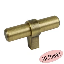*10 Pack* Cosmas Cabinet Hardware Brushed Antique Brass Euro Style T Knob 181BAB