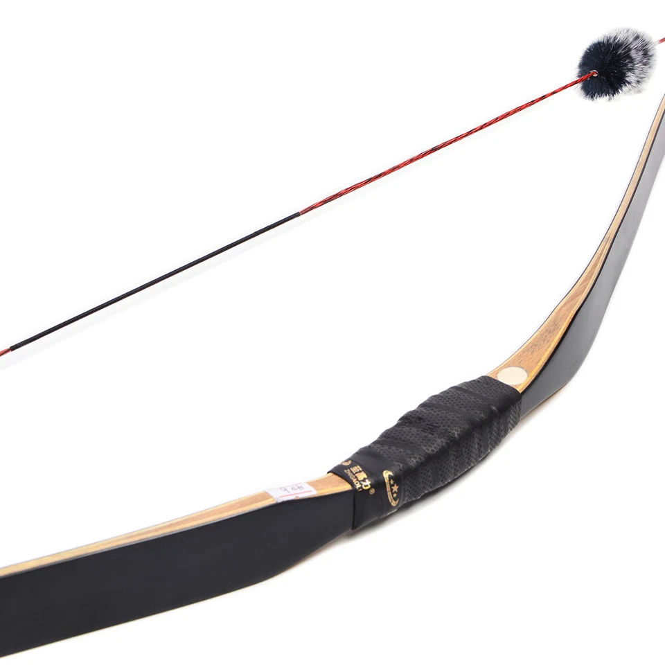 58" Traditional Bow 15-50lbs Triangle Longbow Horsebow Hunting Archery Shooting - Image 3 of 4