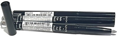 NYX Auto Eye Pencil - Silver  BUNDLE OF 3 (NO SHARPENER NEED)