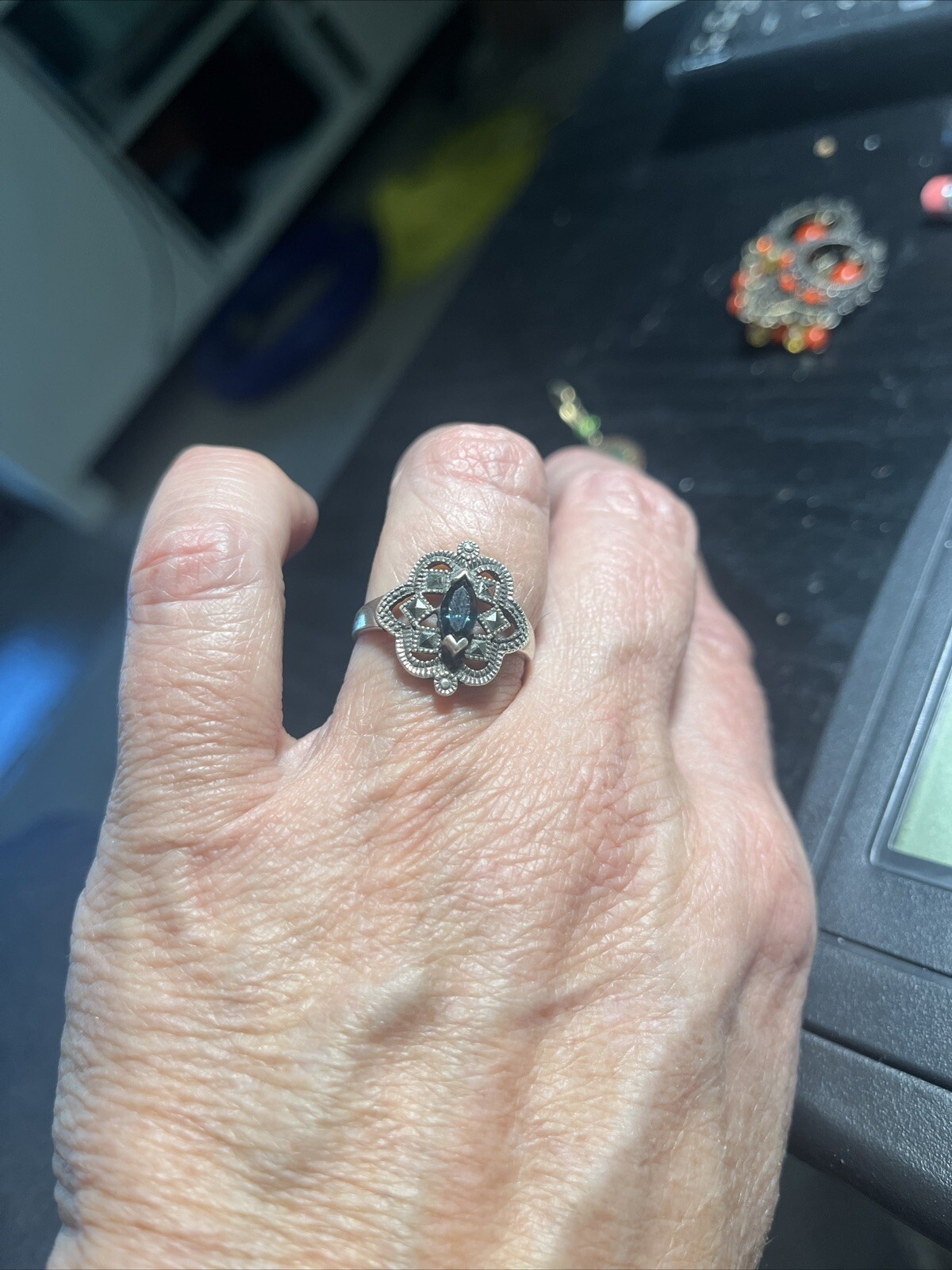 Vintage Sterling Silver Ring,Solid 925 with Marca… - image 3