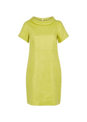Hobbs lightweight rolled neckline shift mini PETRA LINEN DRESS, bright lime  UK 8 | eBay UK