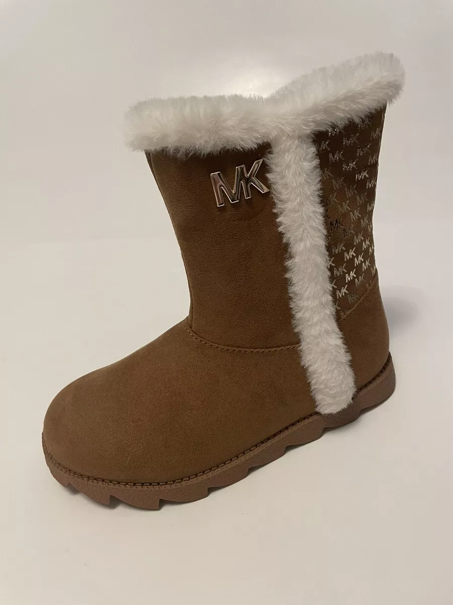 NWOB Michael Kors Kaysen Girls Brown Gold Winter Boots Sz 3 Youth