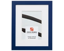 Craig Frames Confetti, 0.875" Blue Solid Wood Picture Frame With a Single Mat