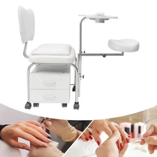 Nail Table Trolley Beauty Spa Manicure Pedicure Chair Adjustable w/Wheel &Drawer