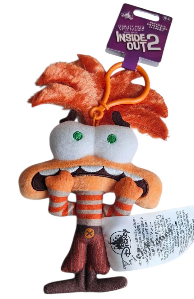 Disney Parks Inside Out 2 Anxiety Plush Keychain Bag Charm Toy 3+