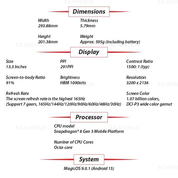 HONOR MagicPad3 16GB+512GB WHITE Wi-Fi Ver. Octa Core Android PC Tablet (New) - Bild 3 von 4