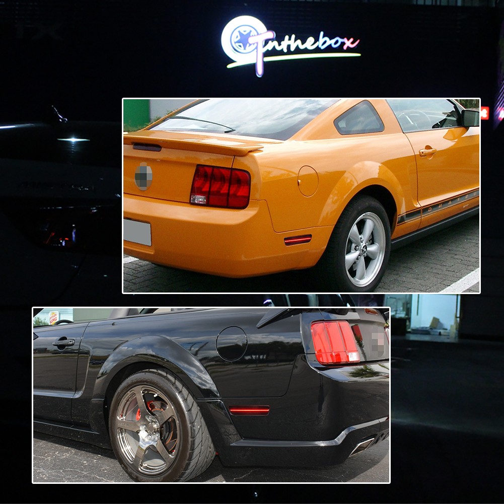 Smoked Rear Bumper Reflector Side Markers Red LED Light For 2005-09 Ford Mustang