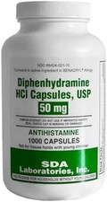 DIPHENHYDRAMINE 50MG 1000ct capsules, SDA LABS, Allergy Relief