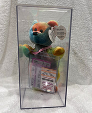 Ty Beanie Babies Garcia Tie-Dye Plush Bear w/ Heart Tag, Case, Graded Card