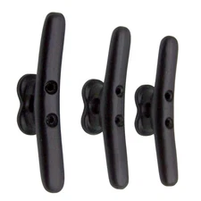 Rustic Weathered Black Cast Iron Boat Cleat Wall Hooks, Nautical