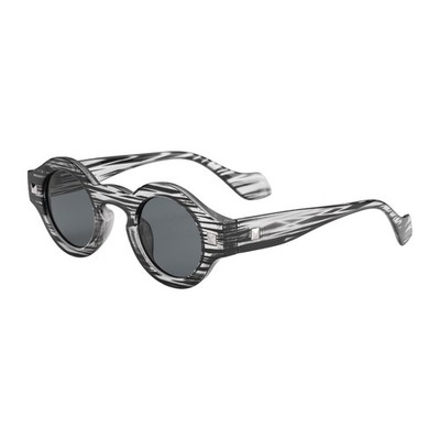 Sonnenbrille Damen/Herren Rundrahmen PC Streifen Grau
