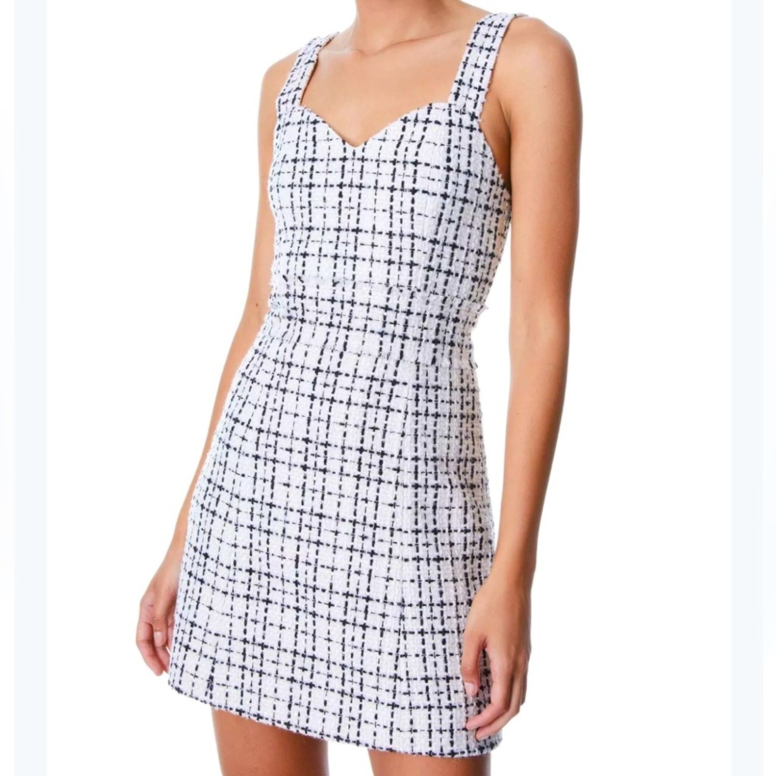Alice + Olivia Black and White Tweed Mini Dress