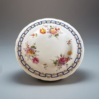 Royal Crown Derby SPRING 21cm Teller BLUE GREEK KEY More Avail POSIES (B28)